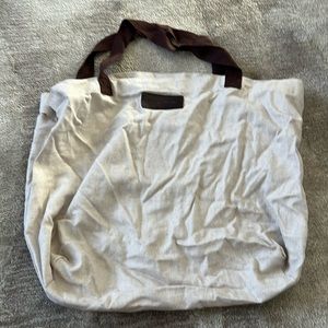 Antonio Melani Khaki & Brown Tote Bag with Leather Logo